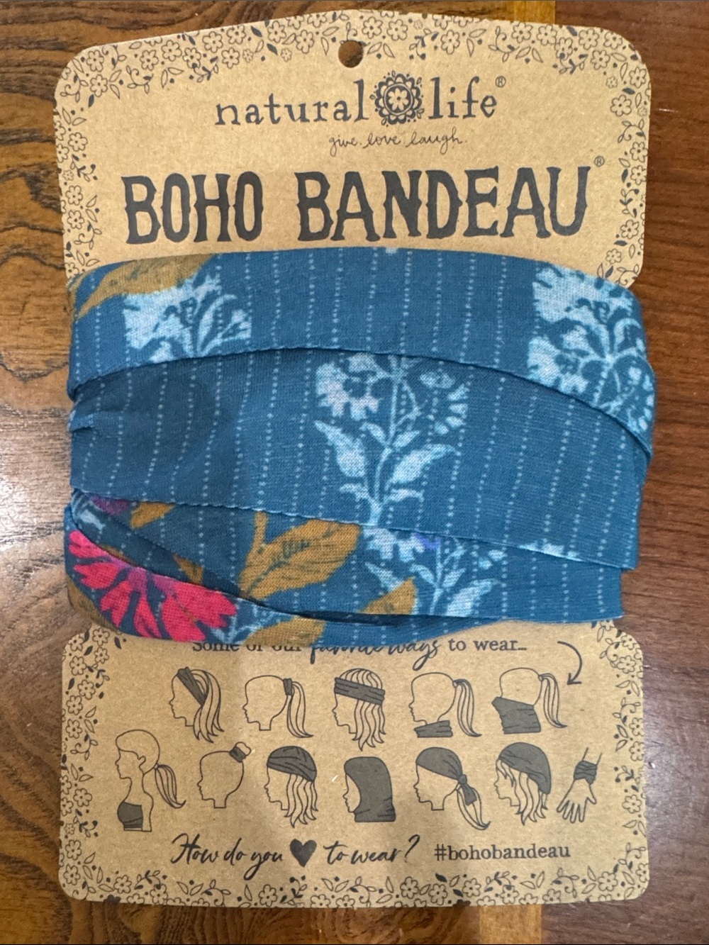 NATURAL LIFE Teal Floral Boho Bandeau Headwrap